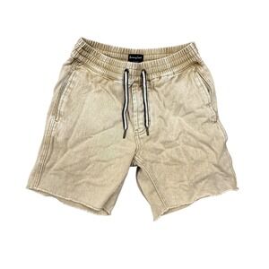 Barney Cools Shorts Mens 30 Beige Cotton Drawstring Elastic Waist Raw Hem